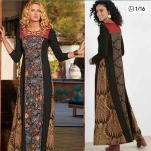 Soft Surroundings Icon Sultana Sequin Embellished Maxi Dress Size Large